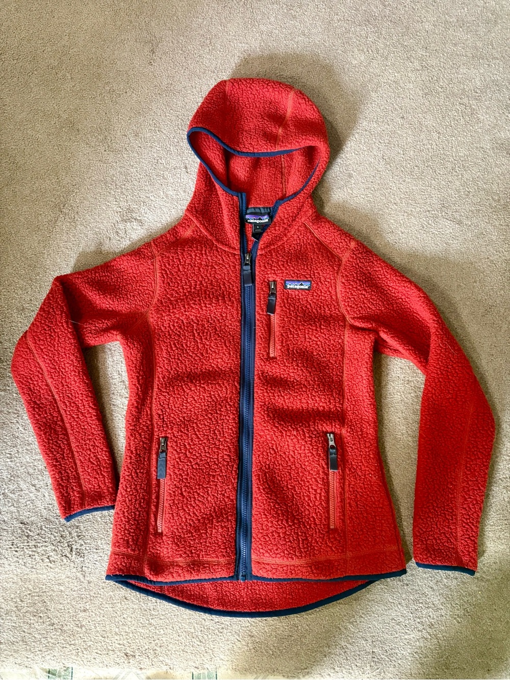 Patagonia  Hooded Fleece Jacket with Navy Trim